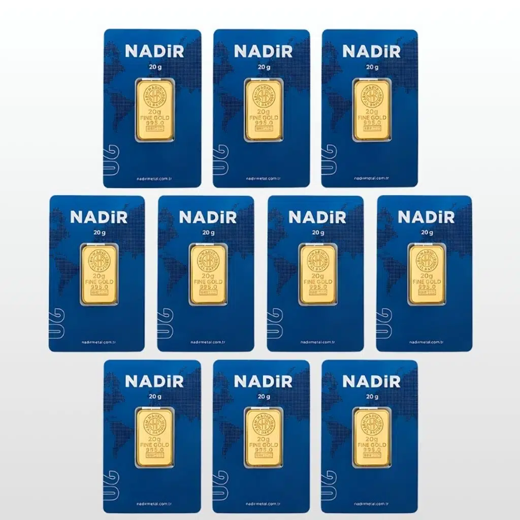 AltınDenizi Nadir 10 Adet 20 Gram Altın 0.995 (24 Ayar) Külçe Altın