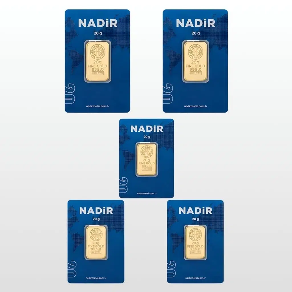 AltınDenizi Nadir 5 Adet 20 Gram Altın 0.995 (24 Ayar) Külçe Altın